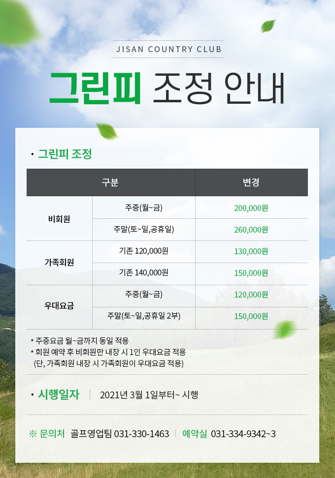 그린피 조정 안내