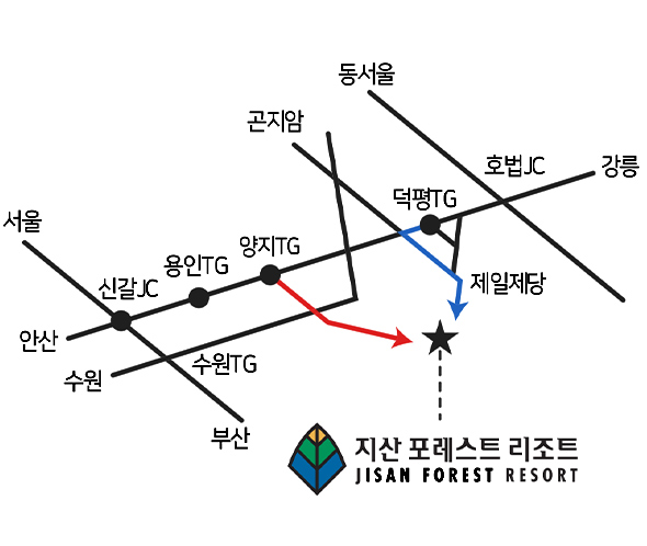 스키장 위치 안내 약도