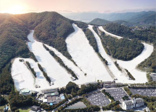 지산리조트 각 슬로프 위치 표시 지도
