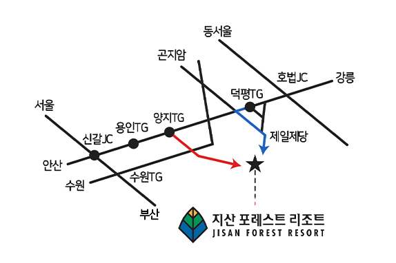 스키장 위치 안내 약도